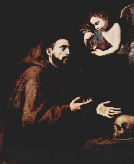 Jose de Ribera Der Hl. Franz von Assisi und der Engel mit der Wasserflasche France oil painting art